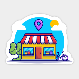 Shop Building Cartoon Sticker